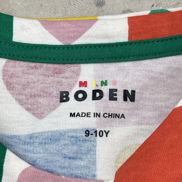 NWT Mini Boden Colorful Heart Print Cotton Dress Long Sleeve Size 9-10 - Picture 4 of 5